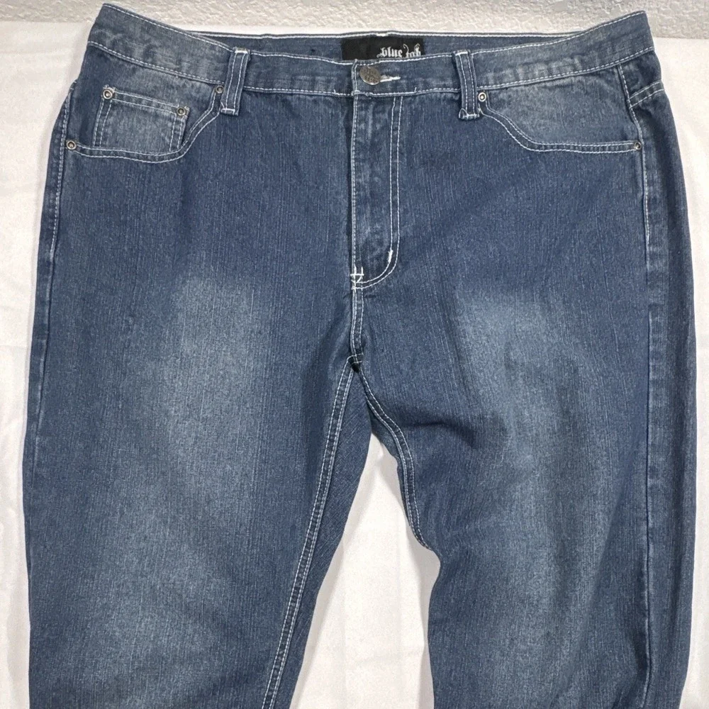 Blue Tab Men's Blue Medium Wash Denim Jeans Straight Regular Fit 5-Pocket